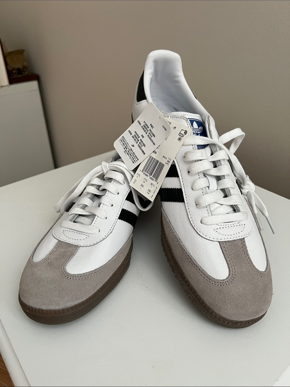adidas Samba Classic Sneakers in White, Black & Gray with Gum Sole - NWT
